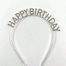 1pc Birthday Crystal Rhinestones Headband, Party Decoration Photo Prop - Multicolor - View 6