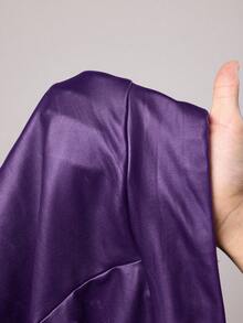 Slaydiva Quần short da giả xếp ly cạp cao thanh lịch dành cho nữ dự tiệc - Màu tím - Xem 7