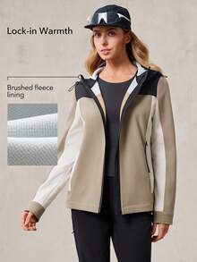 OutZeal Women Shell Jacket Ski Hiking Camping Thermal Lined Hooded Coat Outdoor Jacket Fall Winter - Multicolor - View 2
