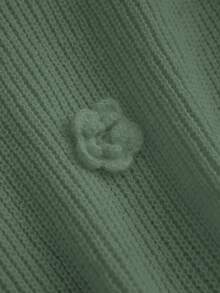 CosyJoli Plus Size Casual Elegant 3D Floral Round Neck Batwing Sleeve Loose Pullover Sweater,Slightly Sheer - Green - View 2