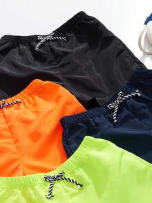 SHEIN Tween Boy 4pcs Casual Woven Beach Shorts Set