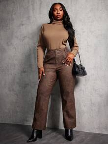 SHEIN SXY Plus Size Women's All-Match Knitted Pullover, Versatile Layering Top For Autumn/Winter