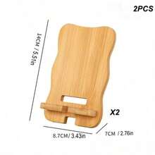 1/2 件装现代简约木质手机支架 - 符合人体工学，适合懒散人士，预留充电口，可拆卸设计，轻巧便携，节省空间，兼容 、桌面办公平板电脑，稳固便携，生日、家人、朋友礼物，手机支架，手机配件 - 原竹色 - 查看 23