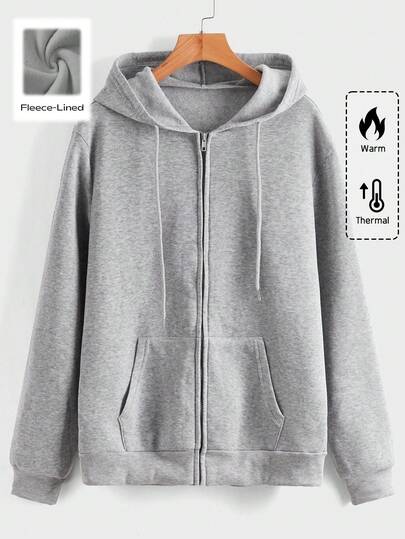 Prep Sudadera con capucha con bolsillos con cremallera y forro polar para hombre, otoño/invierno