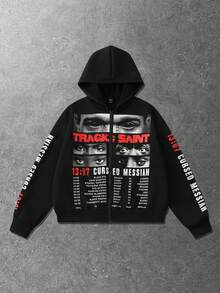 ROMWE MEN Street Life Men's Printed Sweatshirt Sweatshirt, Retro Street Style - Black - View 1