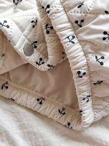 Vintaside Kids Girls' Jacket Outerwear, Flocked, Thickened, Thermal Lining, Suitable For Spring, Autumn, Winter, Countryside Style, Cherry Fruit Print, Fashion, Cute, Elegant, Versatile, All-Match, Casual Jacket