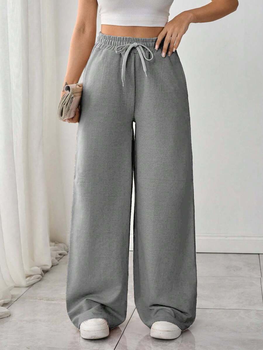 EURMUSE Quần nỉ dáng đứng có túi và đường khâu tỉ mỉ dành cho nữ - Màu Xám nhạt - Xem 1