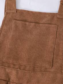 Sparklyn Girls' Retro Corduroy Bib Pants, Straight Leg Casual Wide Leg Jumpsuit With Pockets, Adjustable Straps