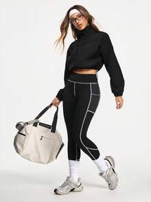 Eassivo جاكيت رياضية كاجوال للنساء بسحاب أمامي وأكمام طويلة بلون أحادي