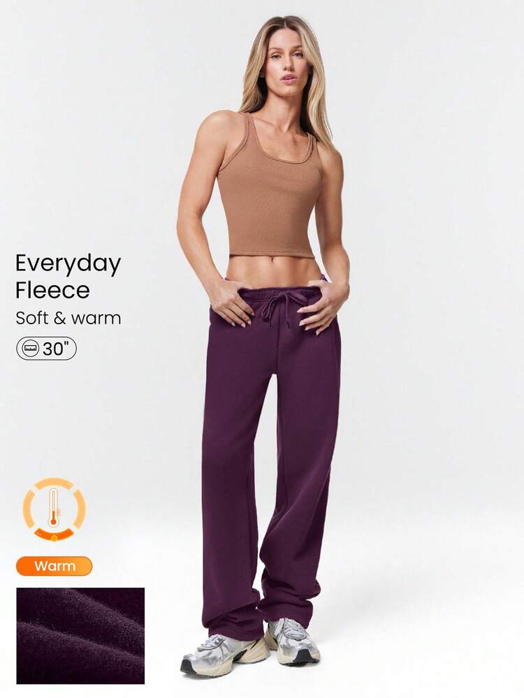 30'' Everyday Fleece Wide Leg Adjustable Drawstring Waist Basic Joggers Sweatpants With Side Pockets Daily Casual