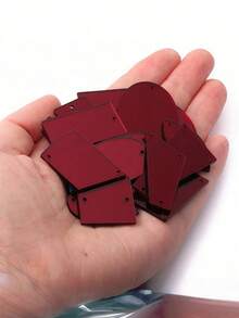 50 piezas de formas aleatorias con doble orificio, espejos acrílicos de colores múltiples para manualidades DIY, accesorios de moda, parches de lentejuelas - Multicolor - Ver 10