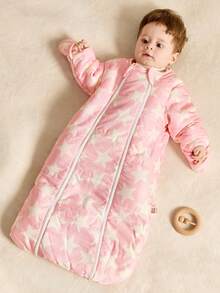 Cozy Pixies 1-Pack Of Thickened, Long-Sleeved Baby Sleeping Bag With Pink Star Print. - Pink - View 2