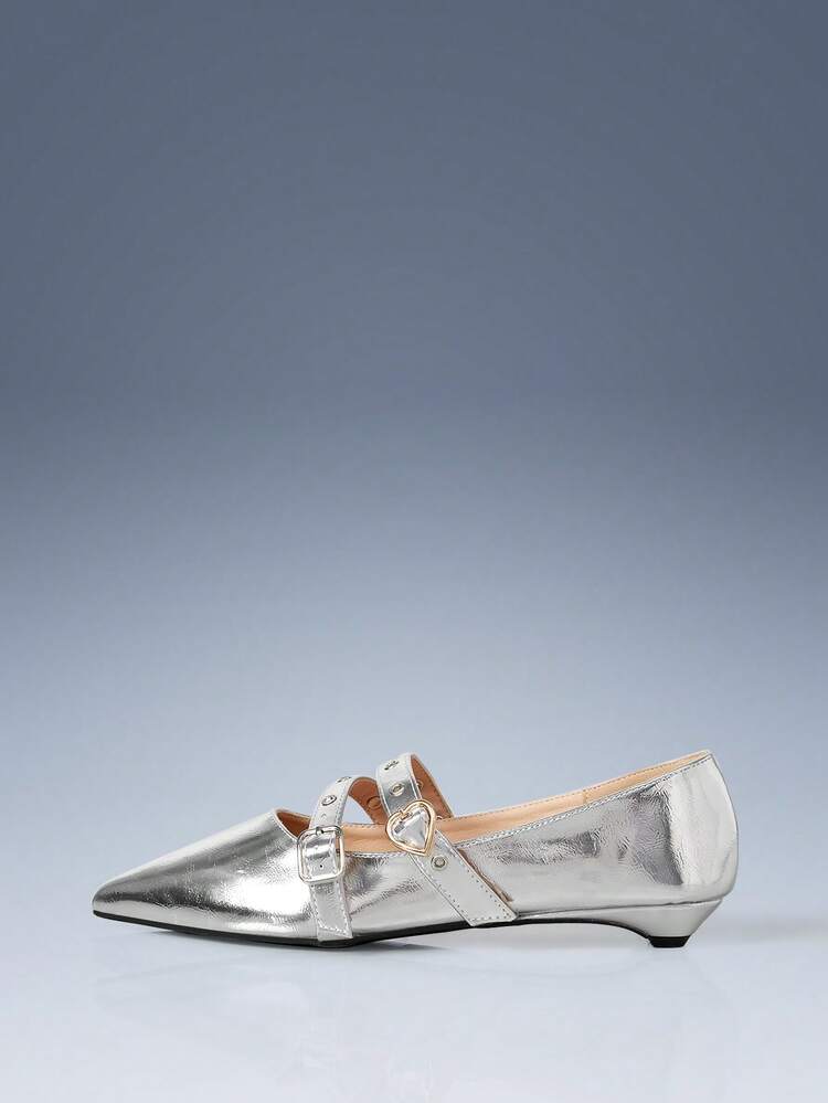 CUCCOO GRLICON Women's Pointed Toe Mary Jane Flats With Rhinestone Buckle Strap, Retro French Style Low Heel Shoes, Suitable For Music Festivals, Halloween, Christmas, Party, Y2K Outfits