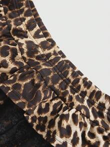 ROMWE Grunge Punk Y2K 复古豹纹蕾丝拼接大码女式迷你裙 - 彩色 - 查看 10