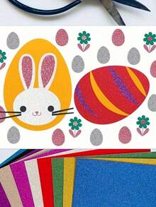 100pcs/40pcs/20pcs 5.91*5.91in Sparkling Glitter Paper, Easter Handmade Premium Paper, Perfect For Crafting And DIY Projects, Great For Making Glitter Paper, Scrapbook Supplies, 128GSM - Glitter Cardstock - View 7