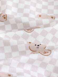 Cozy Pixies Bộ đồ liền thân 3 món cho bé trai/bé gái sơ sinh, họa tiết động vật hoạt hình, chất liệu mềm mại, cổ tròn, tay dài, áo liền thân có khóa kéo, quần áo mùa thu cho bé, trang phục sơ sinh unisex, bộ đồ ngủ họa tiết gấu, đồ mặc nhà kẻ sọc, bộ đồ ngủ nhiều món cho trẻ sơ sinh. - Màu Khaki - Xem 8