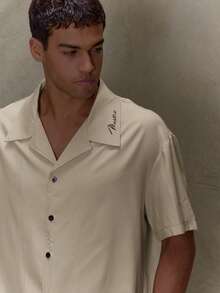 Musero Revere Collar Embroidery Button Through Boxy Shirt SPRING SUMMER - Beige - View 2