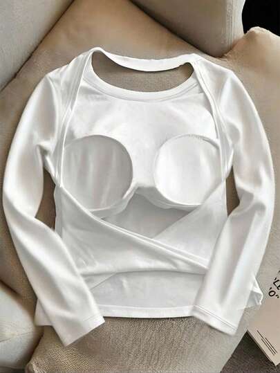 INAWLY 大码女式时尚性感纯色露背上衣