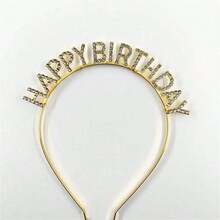 1pc Birthday Crystal Rhinestones Headband, Party Decoration Photo Prop - Multicolor - View 8