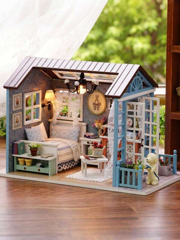 1 Set Mini DIY Handgefertigtes Vintage Stil Miniatur Haus Modell zum Zusammenbauen, Stressabbau Spielzeug, Geburtstagsgeschenk für Freunde, Erwachsenen Bastel- und Hobby Projekt, Wohndekoration, Entspannungsaktivität, kreative Freizeitbeschäftigung
