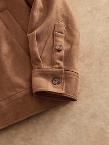 Manfinity VCAY Men's Casual Solid Color Long Sleeve Shirt, Versatile For Autumn - Brown - View 4