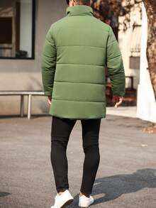 Manfinity Homme Men's Fashionable Versatile Solid Color Long Sleeve Coat, Winter - Green - View 2