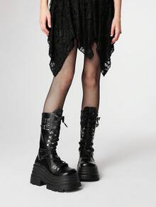 ROMWE Grunge Punk 女式暗黑摇滚朋克哥特靴，万圣节