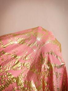 Xyvia Women's Elegant Black Personalized Party Dress, New Year's Eve Dress, Daily Versatile, High-End Metallic Fabric, V-Neck Flare Sleeve Design, Sexy Bodycon Mid-Length Dress - Pink - View 5