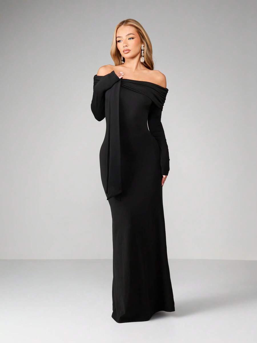 dress long puff sleeve Love Letters | Black Puff-Sleeve Maxi Dress