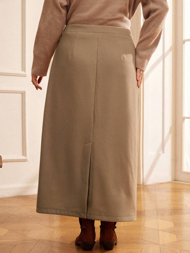 Große Größen Damen-Röcke in Einfarbig mit elastischem Bund – lässige Freizeit- und Alltagsmode, stilvolle Kleidung, elegante Partykleidung für Silvester, Weihnachtskleidung und Winterkleidung für Damen