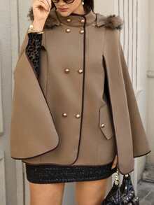 Zelara Damen Große Größen Einfarbige Casual Fuzzy Batwing Ärmel Jacke