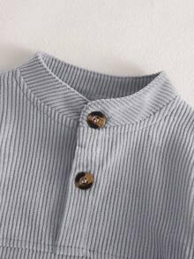 SHEIN 男婴时尚拼接连体衣，带大口袋，春秋季户外连体衣 - 灰色 - 查看 4