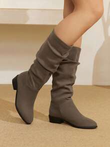 Styleloop Women's Casual Fashion Versatile Daily Simple Chunky Heel Ankle Boots, Suitable For Halloween, Christmas, Autumn Outfit, Cowgirl Outfit, Core, Western Style, Music Festival - Brown - View 2