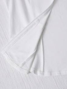 SHEIN Bộ trang phục 2 món gồm áo khoác hoodie có mũ trùm đầu in họa tiết đơn sắc và quần dài họa tiết đồng bộ cho bé gái - trắng - Xem 8