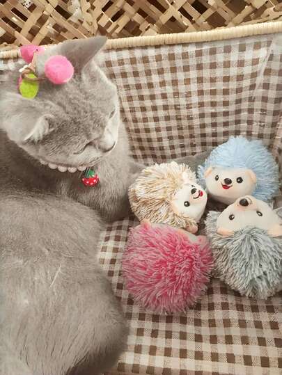 1/4pcs Mini Cute Cartoon Plush Hedgehog Toy Durable Pet Chew Toy For Small Dogs Cats Interactive Fetch Play Training Reward Gift
