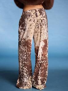 Normani Mid Rise Drawstring Wide Leg Cow Print Trousers Summer Festival Vacation Cute Sexy Cowgirl Spring Ibiza Western Rave Club Halloween Fall Winter Autumn Party - Brown - View 3