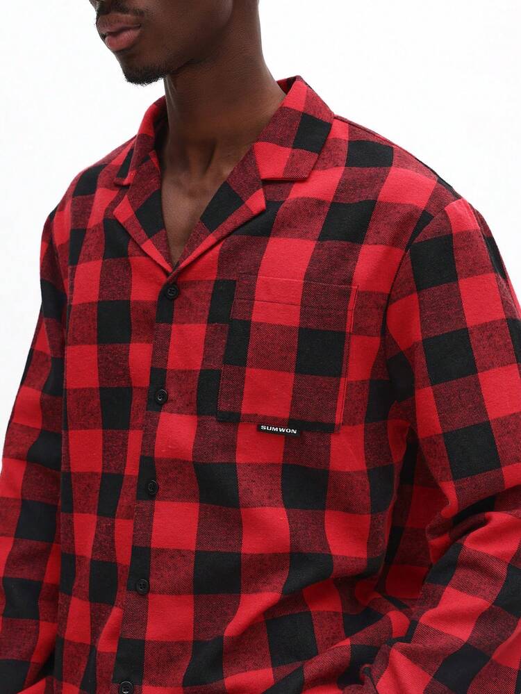 Flanell-Pyjama-Set mit Knopfleiste und Karomuster