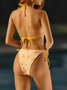 SHEIN Swim Bộ đồ bơi nữ đi nghỉ mát, họa tiết kẻ caro và trái cây. - Nhiều màu - Xem 2