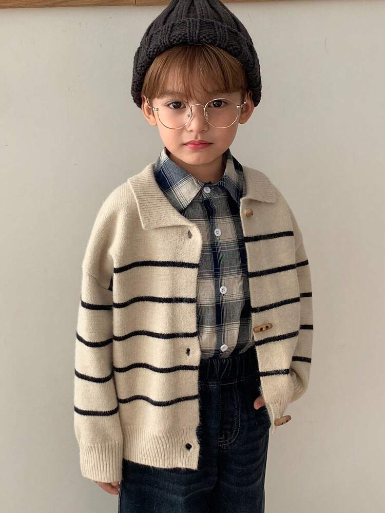 Toddler Boys' Colorblock Striped Polo Collar Long Sleeve Sweater