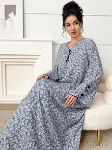 Al Najma 女士土耳其长裙和阿拉伯传统长袍 - 藍色 - 查看 2