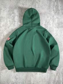 Manfinity Homme Men's Drawstring Casual Loose Fit Pullover Hoodie,Long Sleeve Green Sweatshirt For Autumn,Streetwear,Graduation,Independence Day,Old Money Style Top - Multicolor - View 2