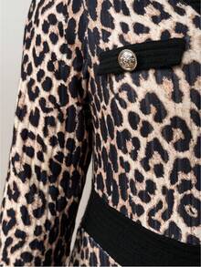 Vionelle Plus Size Women's French Casual Elegant Leopard Print Long Sleeve Dress, Autumn/Winter Cheetah Print Cheetah Animal Print Leopard Dress Cheetah Print Dress Dresses For Women Long Sleeve Leopard Print Plus Size Dress Buttons Dress With Sleeve Animal Print Dress Cheetah Dress For Women Leopard Dress Plus Size Cheetah Print Plus Size Animal Print Plus Size - Black - View 5