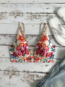 Swim Vcay Luksusowy damski top bikini w kwiaty, swobodny i minimalistyczny