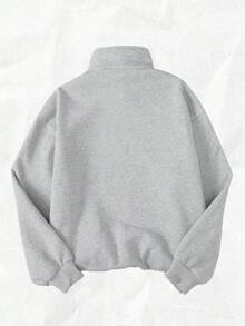 少女休闲灰色洛杉矶图案印花卫衣，舒适温馨，适合秋冬季，复古风格，学院风，适合户外野餐、街头摄影、校园穿着，美观、百搭、可爱，少女风，街头风格，适合上学、购物、运动等各种场合 - 淺灰色 - 查看 2