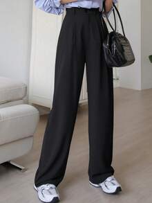 Dazy Tall Women's Tall Straight Leg Casual Suit Pants Business Attire - Black - View 4