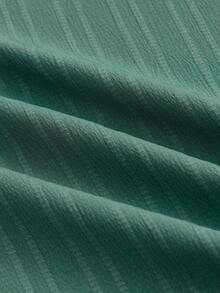 Manfinity NXTstreet Áo sơ mi nam cài nút đơn giản màu trơn thường ngày - Màu xanh lá cây đậm - Xem 5