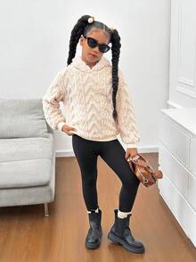 Tween Girls Textured Fleece Loose Fit Sweatshirt, Thick & Casual For Everyday Fashionable Wear