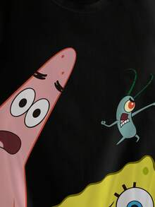 SpongeBob SquarePants | SHEIN Young Boy Cute Cartoon Pattern Round Neck Short Sleeve T-Shirt, Summer