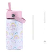 1Pc 12oz Stainless Steel Cup With Handle, Cute Cartoon Pattern Double-Layer Water Cup With Lid And Straw, Suitable For Outdoor, Camping, Travel - Multicolor - View 3