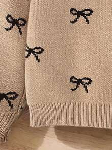 2件套少女心形图案宽松休闲运动衫和喇叭裤针织套装 - 彩色 - 查看 4